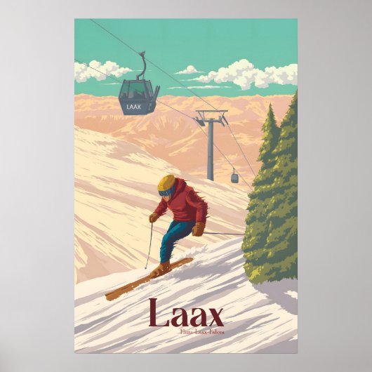 Laax Skigebied Reisposter Poster (Voorkant)