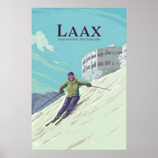 Laax Skigebied Reisposter v2 Poster (Voorkant)