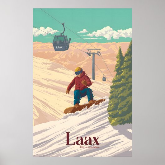 Laax Zwitserland Snowboarden Reisposter Poster (Voorkant)