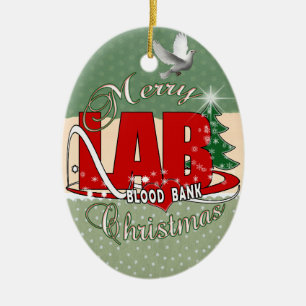 LAB BB BLOOD BANK MERRY CHRISTMAS LABORATORY KERAMISCH ORNAMENT