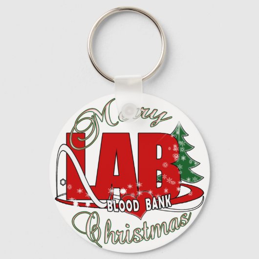 LAB BB BLOOD BANK MERRY CHRISTMAS LABORATORY SLEUTELHANGER (Voorkant)