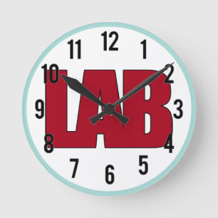 LAB - BIG RED BOLD MEDICAL LABORATORY LOGO RONDE KLOK