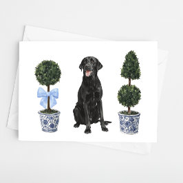 Lab - Black Lab Waterverf Hond Puppy Chinoiserie Kaart