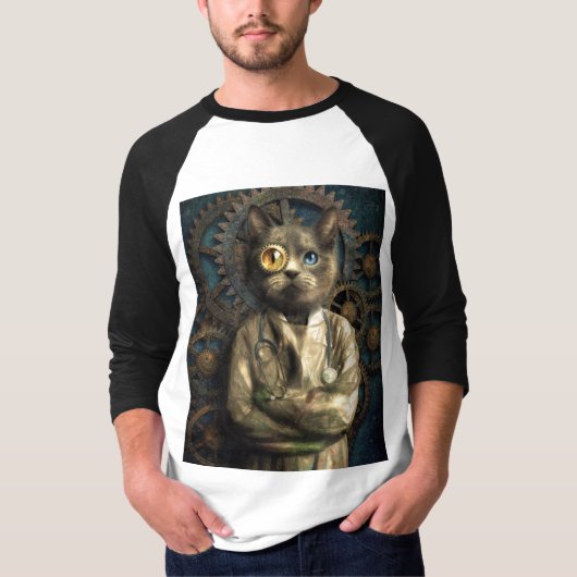 Lab Cat Steampunk T-Shirt (Voorkant)