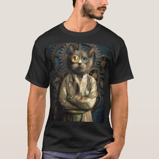 Lab Cat Steampunk T-Shirt (Voorkant)
