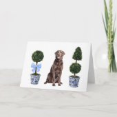 Lab - Chocolade Waterverf Hond Puppy Chinoiserie Kaart (Voorkant)