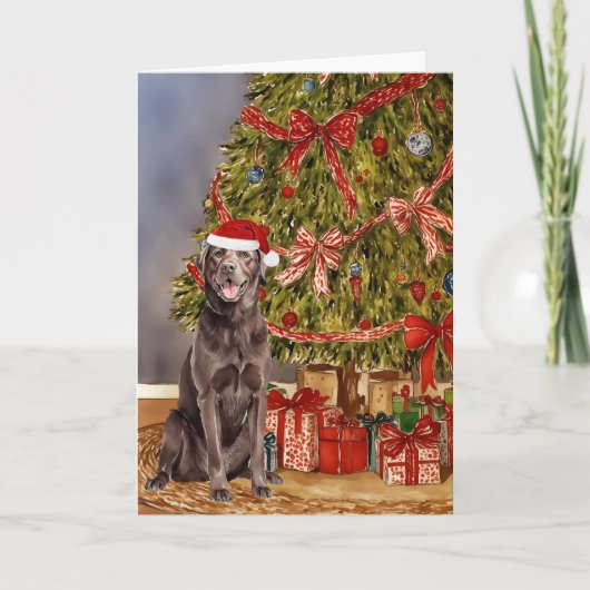 Lab - Chocolade Waterverf onder de kerstboom Kaart (Voorkant)