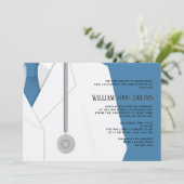 Lab Coat and Stropdas Afstuderen Invitation Kaart (Staand voorkant)