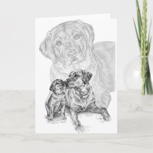 Lab Dog & Puppy Tekening van Kelli Swan Kaart (Voorkant)