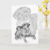 Lab Dog & Puppy Tekening van Kelli Swan Kaart (Gele Bloem)