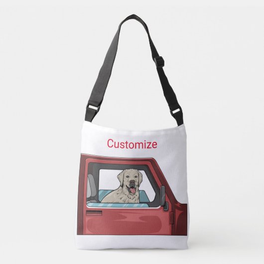 Lab Dog Riding Shotgun Thunder_Cove Crossbody Tas (Voorkant)