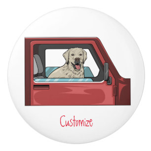 Lab Dog Riding Shotgun Thunder_Cove Keramische Knop