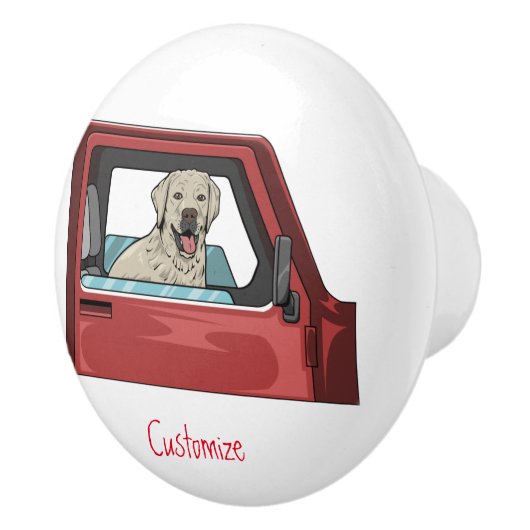 Lab Dog Riding Shotgun Thunder_Cove Keramische Knop (Rechts)