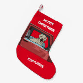 Lab Dog Riding Shotgun Thunder_Cove Kleine Kerstsok (Voorkant (Hangend))