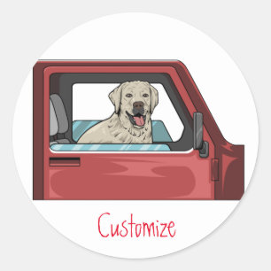 Lab Dog Riding Shotgun Thunder_Cove Ronde Sticker