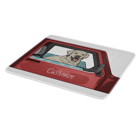 Lab Dog Riding Shotgun Thunder_Cove Snijplank (Hoek)