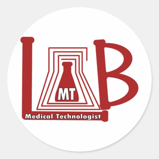 LAB FLASK LOGO MT - MEDISCHE TECHNOLOGISCH RONDE STICKER (Voorkant)