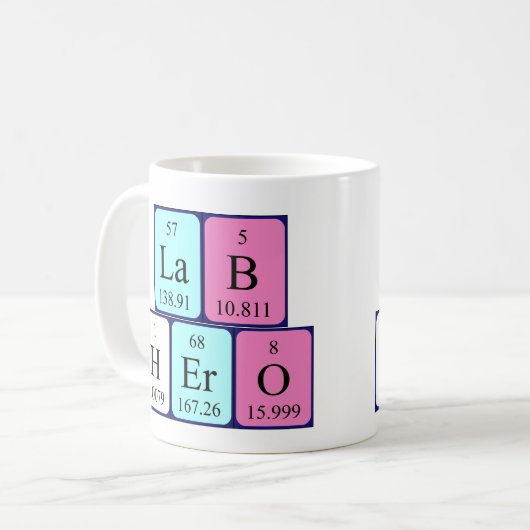 Lab Hero periodiek systeem naam mok (Voorkant links)