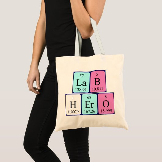 Lab Hero periodieke table name canvas tas (Voorkant (product))