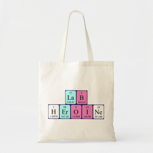 Lab Heroine periodieke tabelnaam canvas tas (Voorkant)