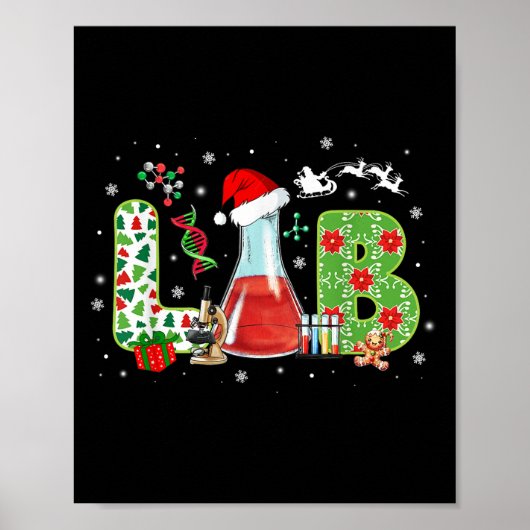 Lab Kerst Laboratoriumtechnicus Wetenschap Kerstma Poster (Voorkant)
