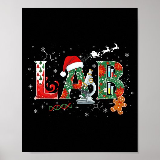Lab Kerst Laboratoriumtechnicus Wetenschap Xmas S Poster (Voorkant)