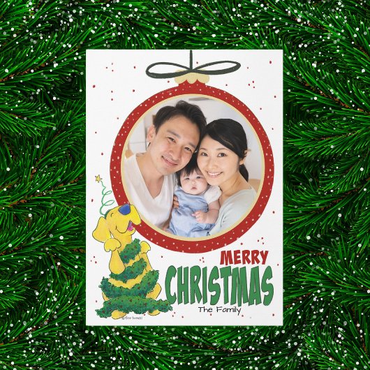 Lab Kerstboom Funny Flat Photo Template Kaart