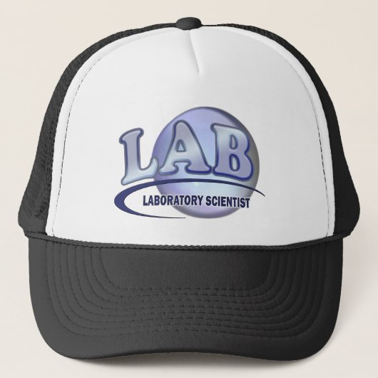 LAB - LABORATORIUMWETENSCHAPPER! Fun Blue LOGO Trucker Pet (Voorkant)