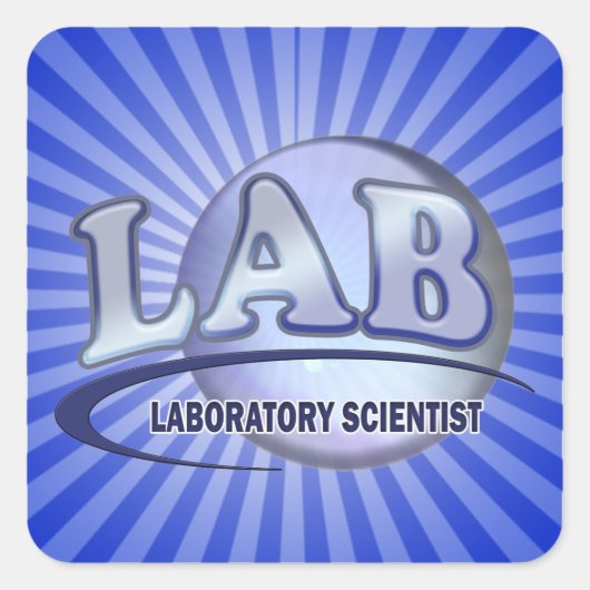 LAB - LABORATORIUMWETENSCHAPPER! Fun Blue LOGO Vierkante Sticker (Voorkant)