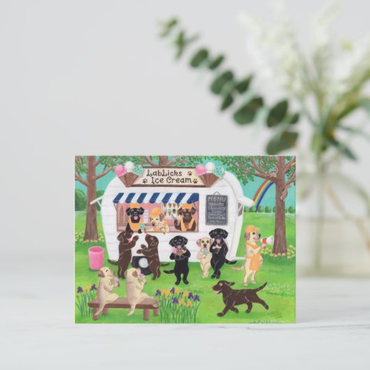 Lab Licent Ice Cream Labradors Briefkaart (Staand voorkant)
