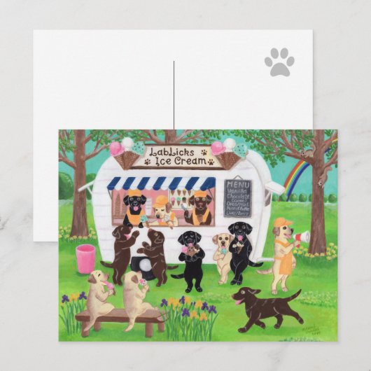 Lab Licent Ice Cream Labradors Briefkaart (Voorkant / Achterkant)