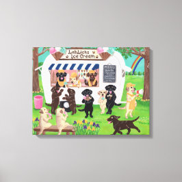 Lab Licent Ice Cream Labradors Canvas Afdruk