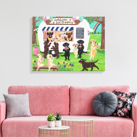Lab Licent Ice Cream Labradors Canvas Afdruk (Insitu (Woonkamer))
