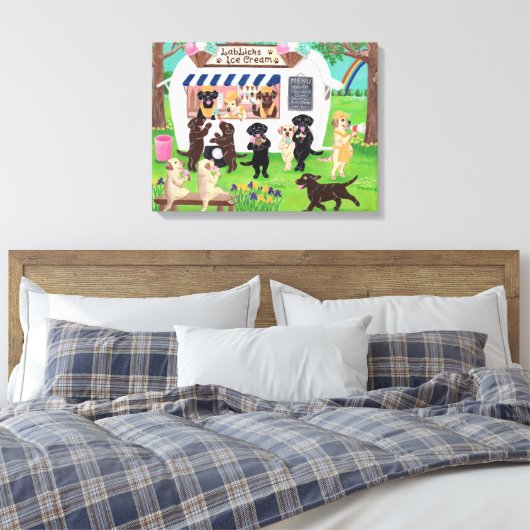 Lab Licent Ice Cream Labradors Canvas Afdruk (Insitu (Slaapkamer))
