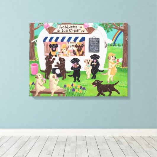 Lab Licent Ice Cream Labradors Canvas Afdruk (Insitu (Houten vloer))