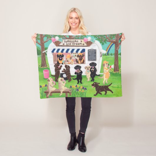 Lab Licent Ice Cream Labradors  Fleece Deken (In situ)