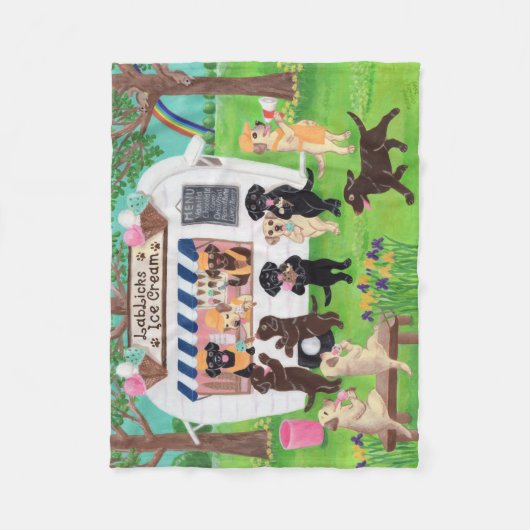 Lab Licent Ice Cream Labradors  Fleece Deken (Voorkant)