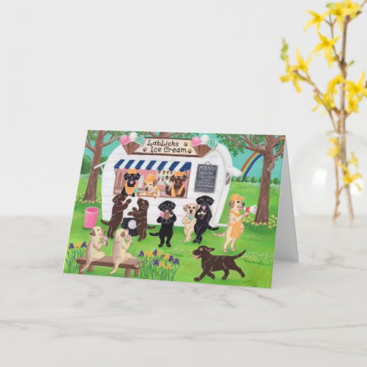 Lab Licent Ice Cream Labradors Kaart (Gele Bloem)