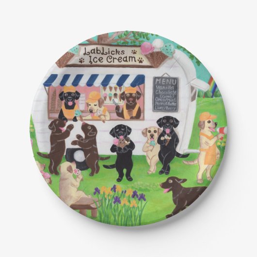 Lab Licent Ice Cream Labradors Papieren Bordje (Voorkant)