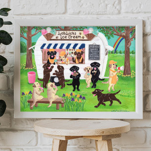 Lab Licent Ice Cream Labradors Poster