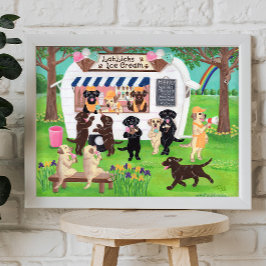 Lab Licent Ice Cream Labradors Poster