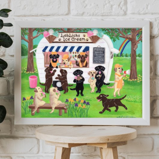 Lab Licent Ice Cream Labradors Poster