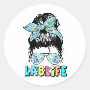Lab Life Messy Bun Lab Week 2025 Medisch Lab Scien Ronde Sticker