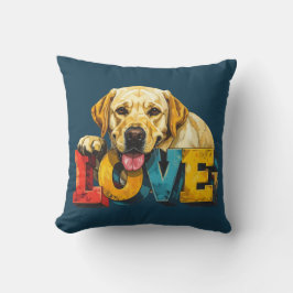 Lab Love Labrador Illustratie Teal Blauwe Hond Lie Kussen