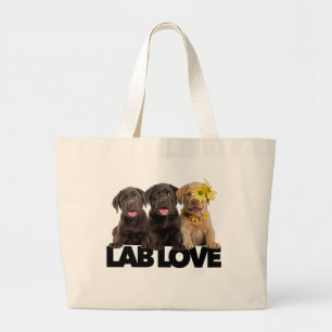 Lab Love labrador retriever chocolade geel zwart Grote Tote Bag