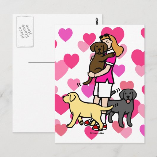 Lab Mam in het Roze Shirt 2 Briefkaart (Voorkant / Achterkant)