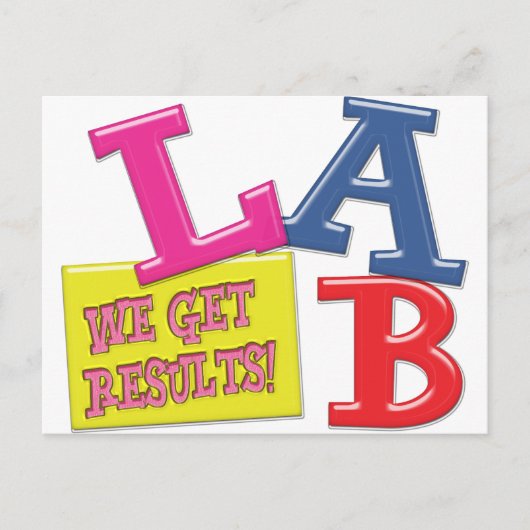 LAB MOTTO LABORATORY WE KRIJGEN RESULTATEN! BRIEFKAART (Voorkant)
