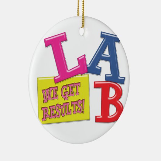 LAB MOTTO LABORATORY WE KRIJGEN RESULTATEN! KERAMISCH ORNAMENT (Rechts)