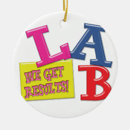 LAB MOTTO LABORATORY WE KRIJGEN RESULTATEN! KERAMISCH ORNAMENT