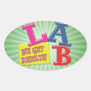 LAB MOTTO LABORATORY WE KRIJGEN RESULTATEN! OVALE STICKER